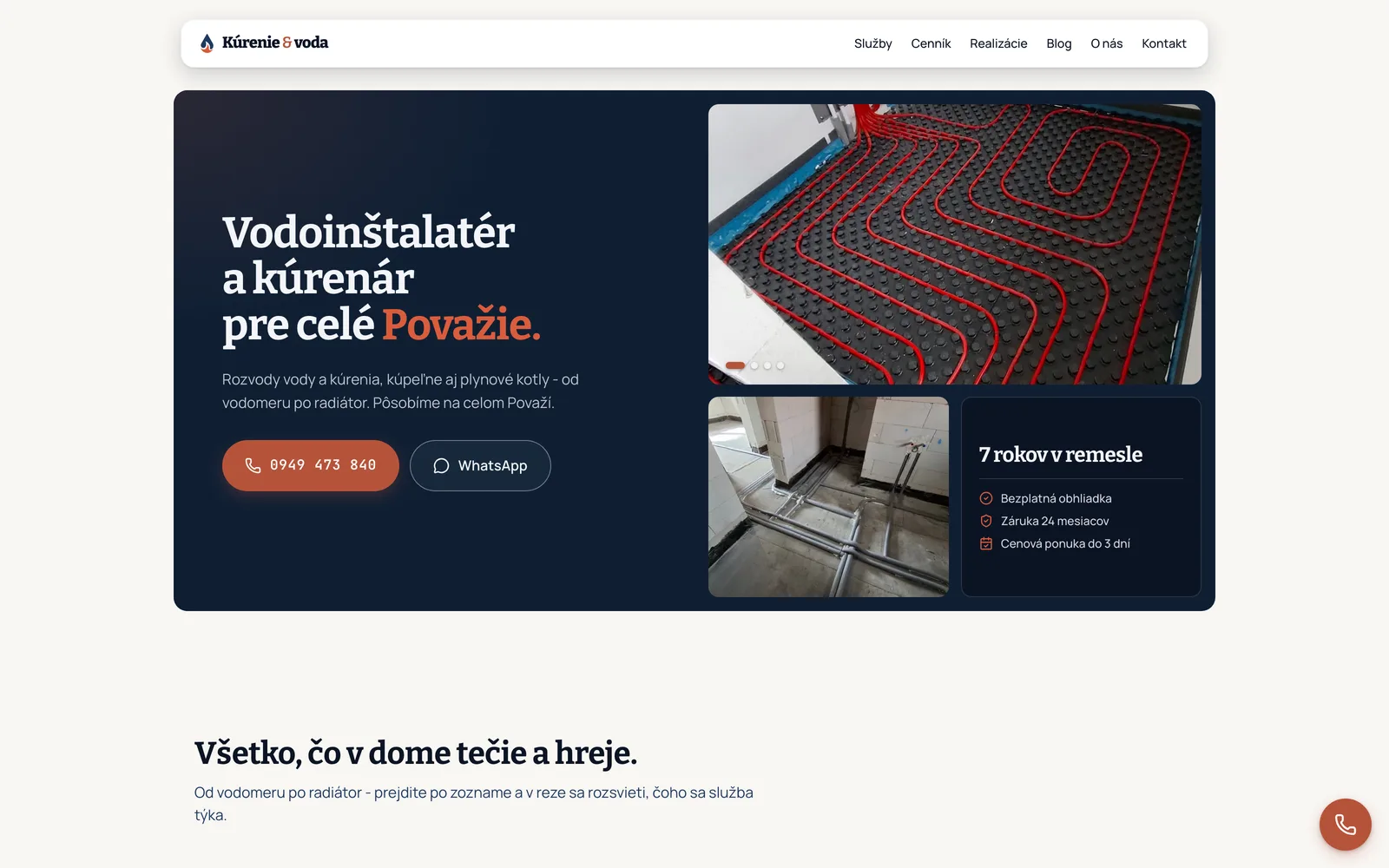 Kúrenie a voda, web na mieru pre Kúrenie a voda